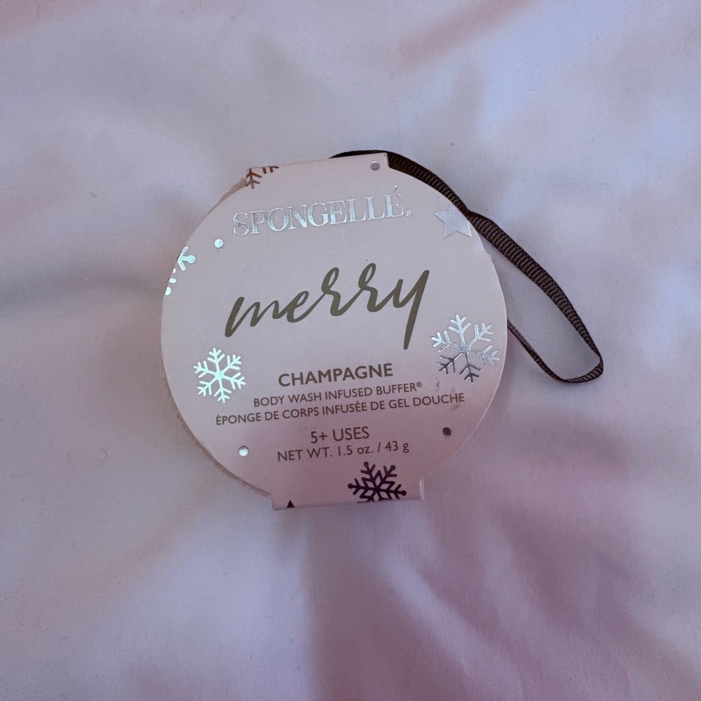 Spongelle Merry Champagne Body Wash Infused Buffer - White and Silver